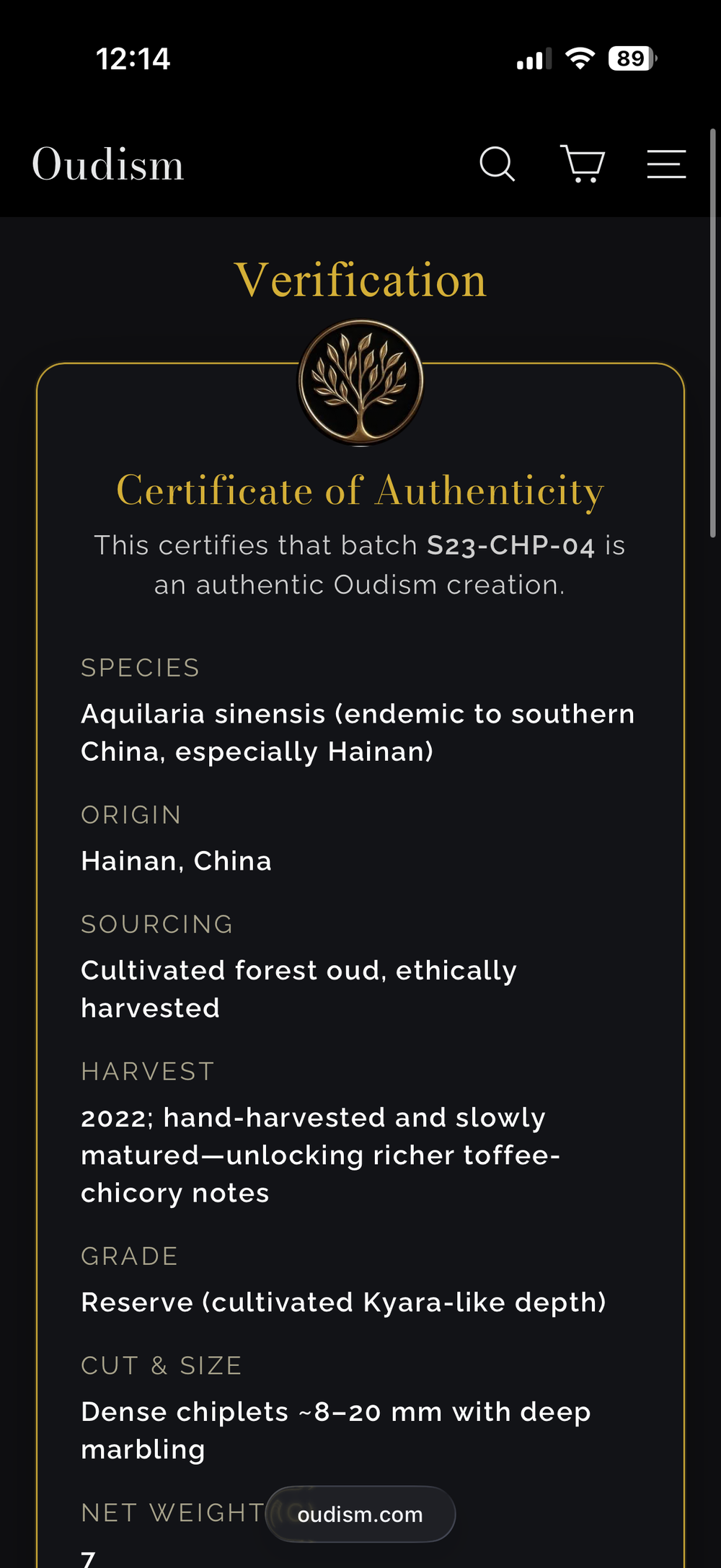 Certificate of Authenticity