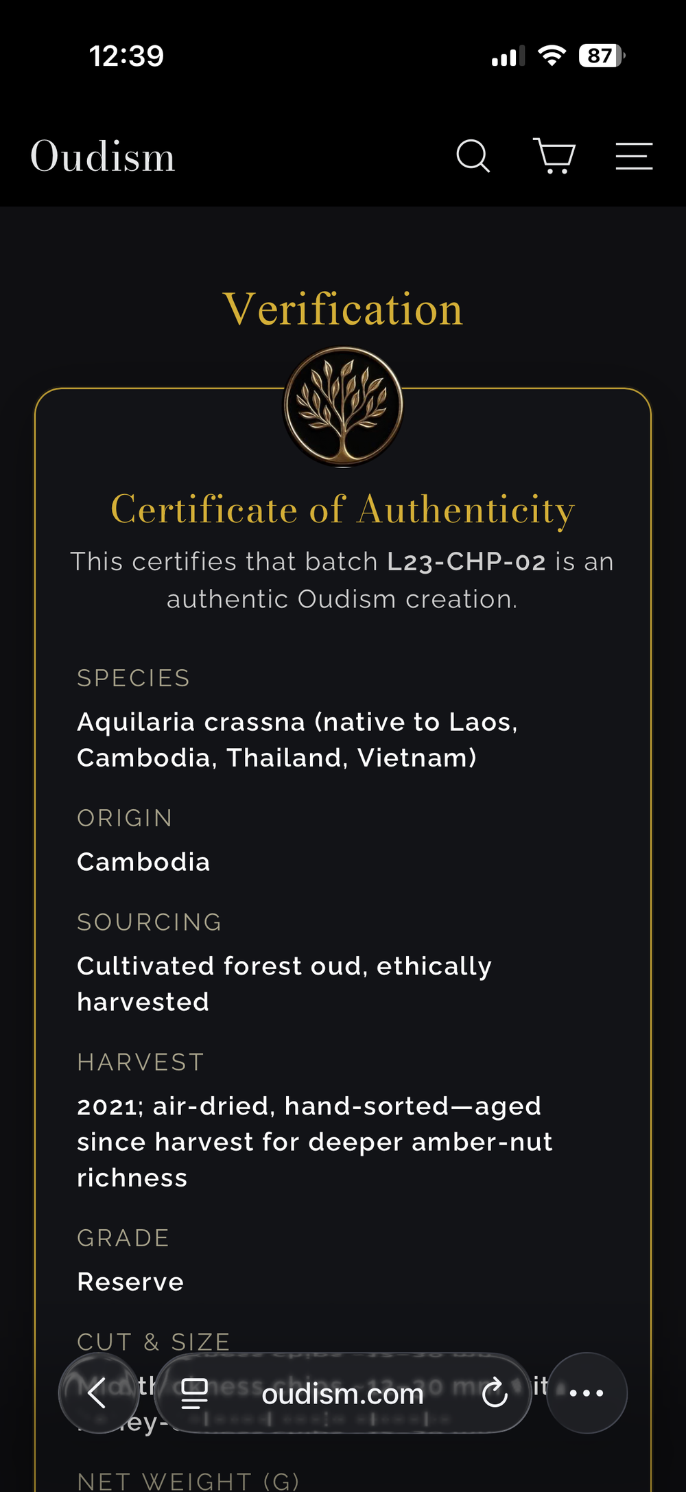 Certificate of Authenticity